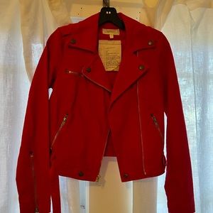 Red moto jacket